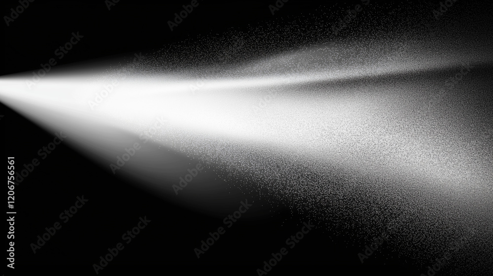 Poster Abstract black and white gradient background with a central light beam, featuring floating dust particles, light spot effects, and cool black and gray tones in a minimalist and artistic design, perfec