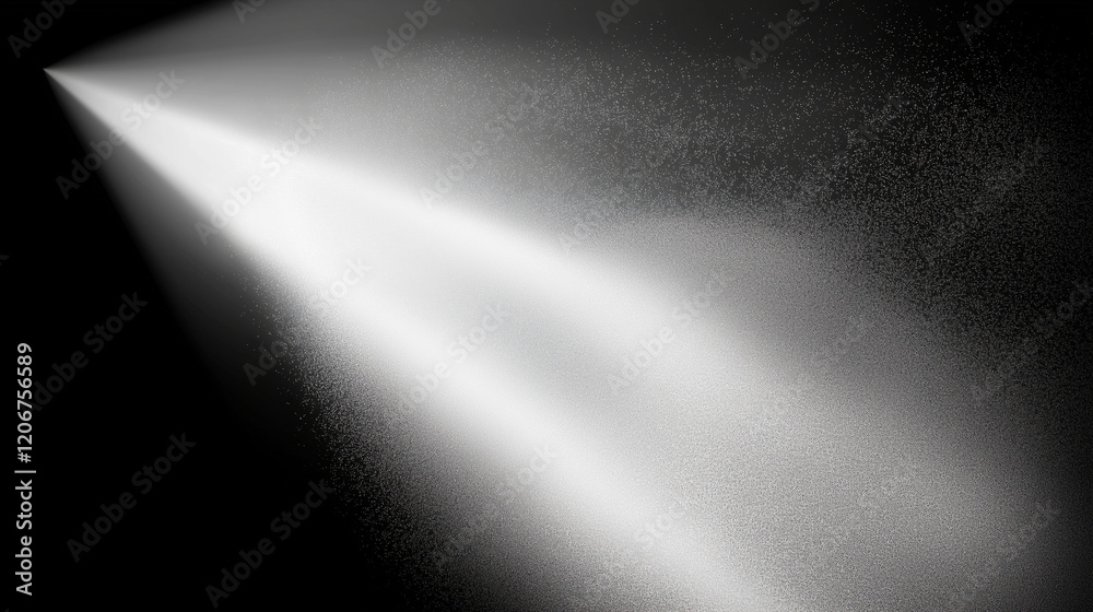 Fototapete Abstract black and white gradient background with a central light beam, featuring floating dust particles, light spot effects, and cool black and gray tones in a minimalist and artistic design, perfec