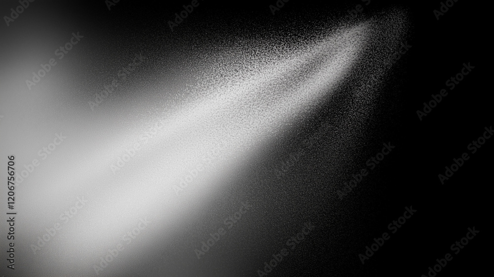 Poster Abstract black and white gradient background with a central light beam, featuring floating dust particles, light spot effects, and cool black and gray tones in a minimalist and artistic design, perfec