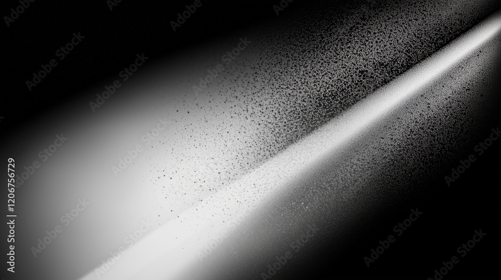 Leinwandbilder Abstract black and white gradient background with a central light beam, featuring floating dust particles, light spot effects, and cool black and gray tones in a minimalist and artistic design, perfec