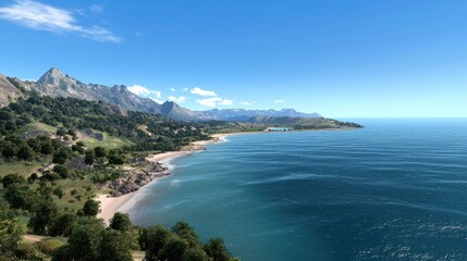 Obraz premium Scenic Coastal Mountain View