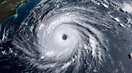 Aerial View of a Powerful Hurricane Over the Ocean