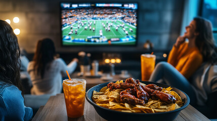 watching tv american footbal play