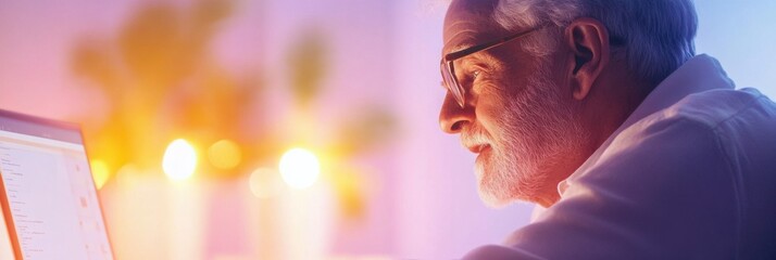 Engagement in lifelong learning through online courses in a cozy and illuminated workspace