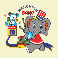 elephant playing marching band,design cartoon vector illustration