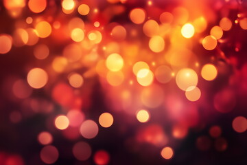 Obraz premium A dreamy backdrop with a romantic festive mood with a bokeh effect where red and orange illumination lights appear blurry.