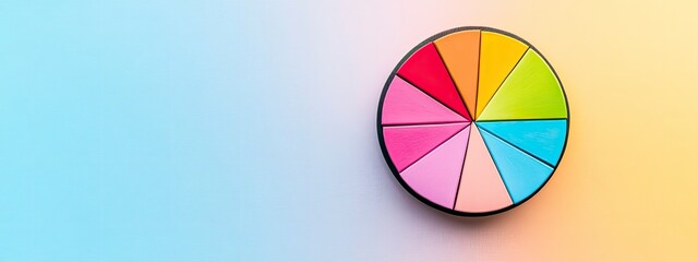 Obraz premium Color wheel displaying vibrant artistic shades arranged in a circular palette against a soft pastel background