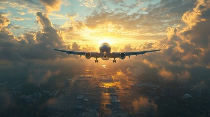 Sunset Airplane Landing