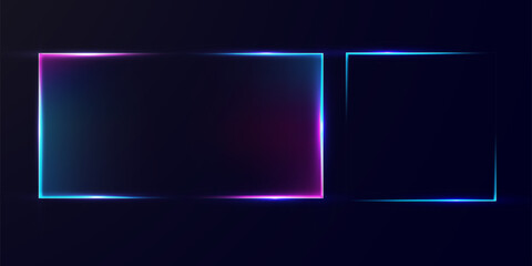 Vector illustration square and rectangle neon light blue and purple gradient
