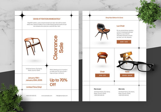 Brown And White Clearance Sale Flyer