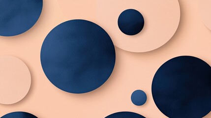 Muted Peach Background with Deep Blue Circular Accents