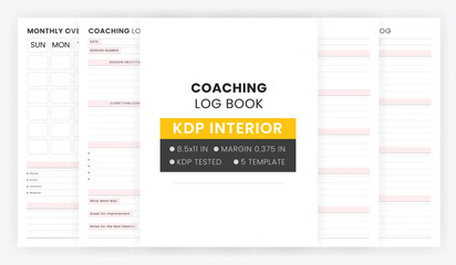Coaching Log Book Template, Organiser Schedule Dairy, Life Coaching Session Appointment Planner, Guide Organizer