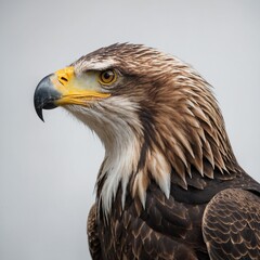 Obraz premium A side profile of an eagle with a glowing halo effect, on a white background.