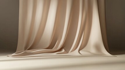 Muted Taupe Fabric Backdrop with Subtle Texture and Soft Draping