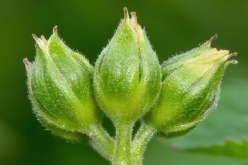 Vibrant Green Plant Buds Close Up Nature Photography
