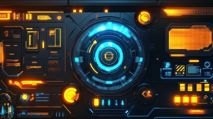 Obraz premium Futuristic Control Panel with Glowing Interface
