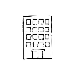 筆タッチの手描きの建物のイラスト