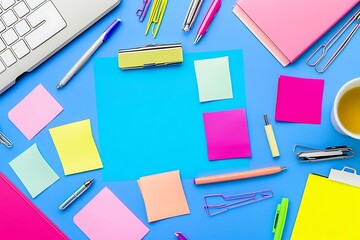 Vibrant Workspace with Colorful Stationery