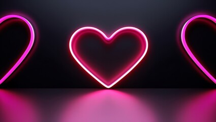 Glowing pink neon heart with black background perfect for valentines day love and romance themes minimalistic romantic design