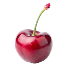 Juicy Red Cherry Isolated on Pure White Background, Perfect for Food, Drink, and Dessert Designs    