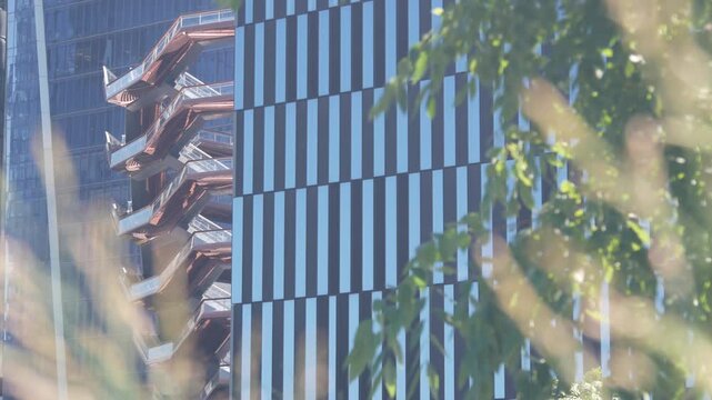 New York City, United States. Hudson Yards urban architecture in Chelsea, Manhattan Midtown, NYC, USA. New modern high-rise glass skyscrapers, american business buildings and real estate. Art landmark
