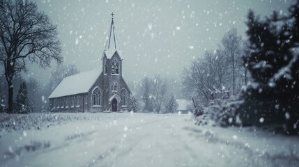 Snowy Church in Winter Wonderland