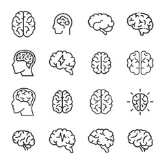 A set of brain icons in a row