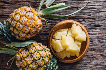 pineapple on wooden background
