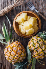 pineapple on wooden background