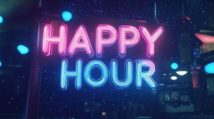 Neon Happy Hour Sign