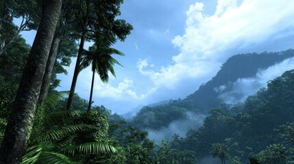 Fototapeta premium Misty Rainforest Landscape