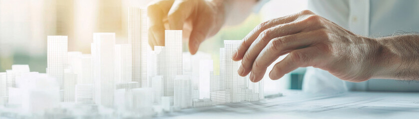 Obraz premium Analyzing city model with detailed architecture and design elements