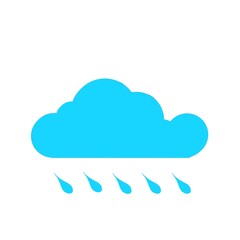 Blue cloud with raindrops on a white background. Blue cloud isolated on a white background. Rain icon.