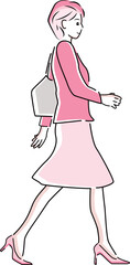 歩くオフィスレディのイラスト