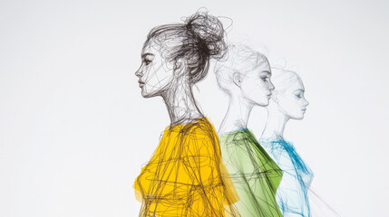 Fototapeta premium Creative fashion design illustration with vibrant colors and outlines