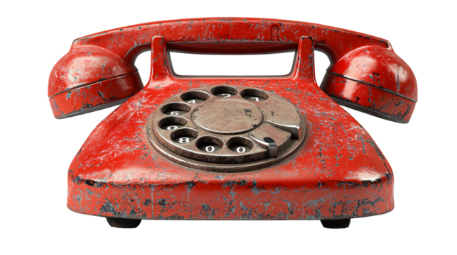 Old telephone isolated on white background