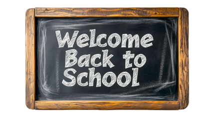 Welcome back to school on blackboard isolated on white background