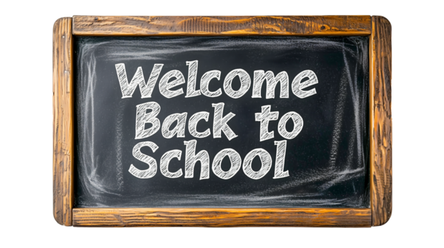 Welcome back to school on blackboard isolated on white background