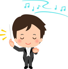 タクトを振る男性の指揮者