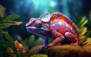 Fototapeta premium A Vibrant Chameleon in its Natural Habitat
