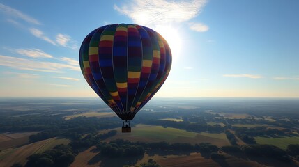 Obraz premium Colorful hot air balloon floating in the sky.