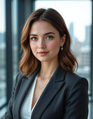 Fototapeta premium Professional Portrait of a Confident Businesswoman in a Modern Office Setting