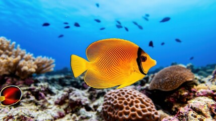 Obraz premium Vibrant Yellow Fish in Coral Reef