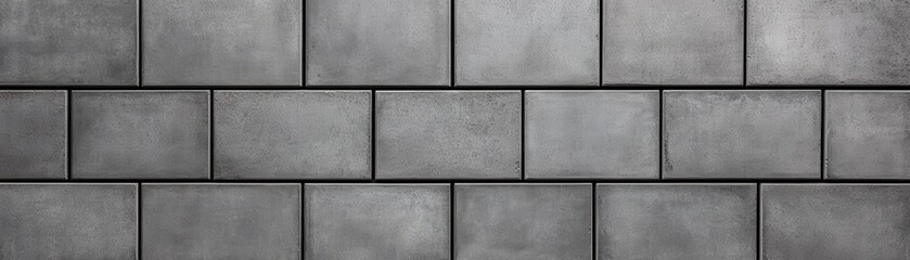 Naklejka premium A textured wall made of uniform gray bricks, creating a modern and minimalist aesthetic.