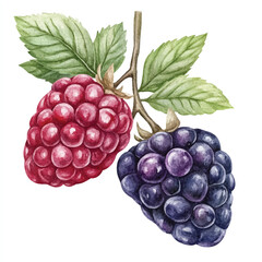 Yumberry fruit watercolor clipart illustration