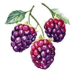 Yumberry fruit watercolor clipart illustration