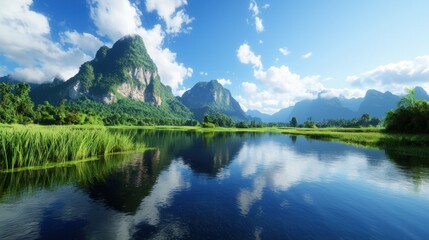 Serene Mountain Lake Landscape