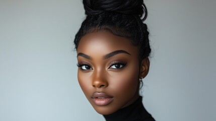 Portrait of elegant woman in black outfit