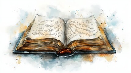 A hand drawn illustration of an open book background