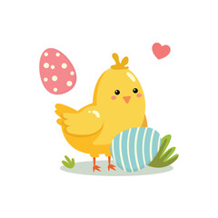 Baby chick with easter egg